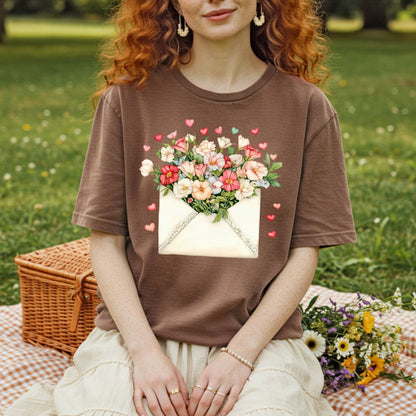 Valentine Cream Floral Love Letter T-Shirt