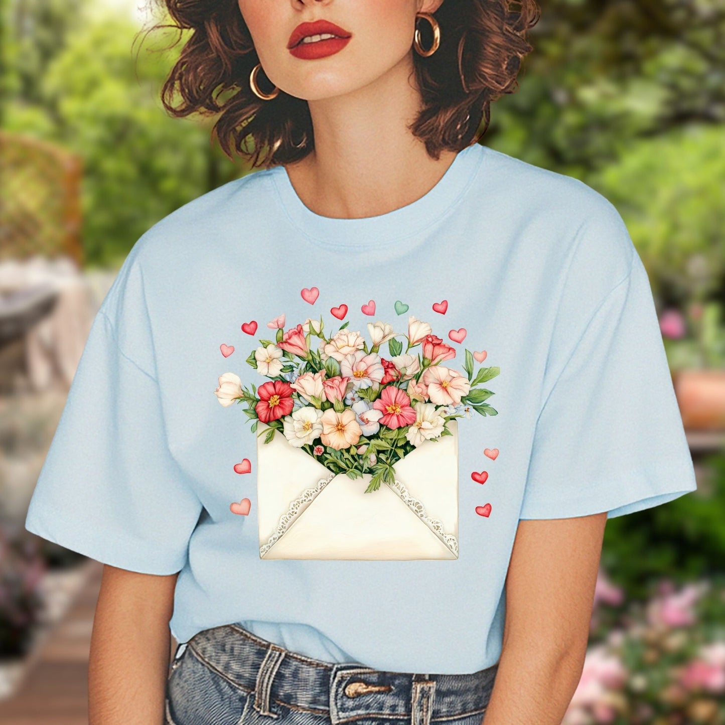 Valentine Cream Floral Love Letter T-Shirt