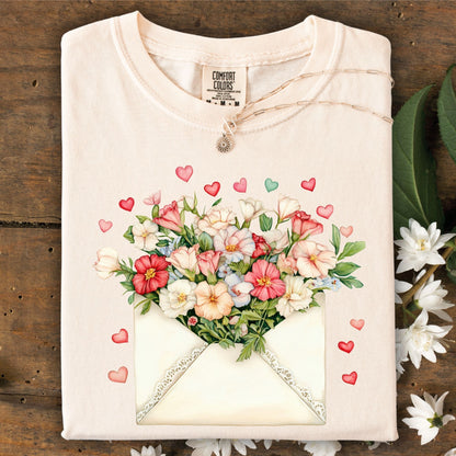 Valentine Cream Floral Love Letter T-Shirt