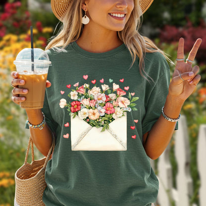Valentine Cream Floral Love Letter T-Shirt