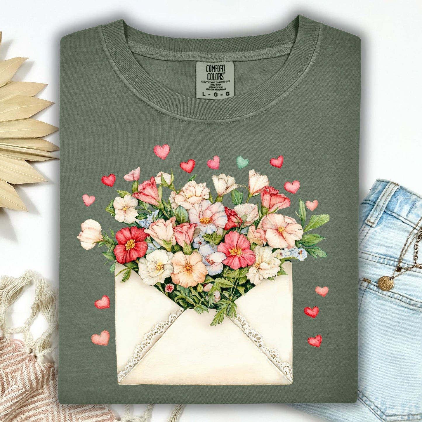 Valentine Cream Floral Love Letter T-Shirt