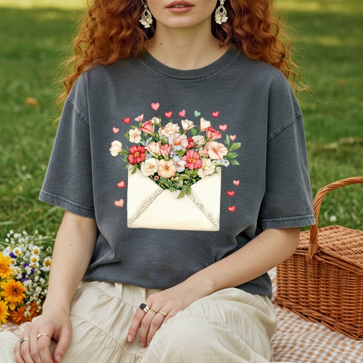 Valentine Cream Floral Love Letter T-Shirt