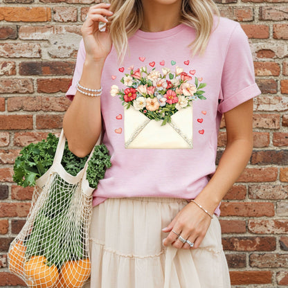 Valentine Cream Floral Love Letter T-Shirt