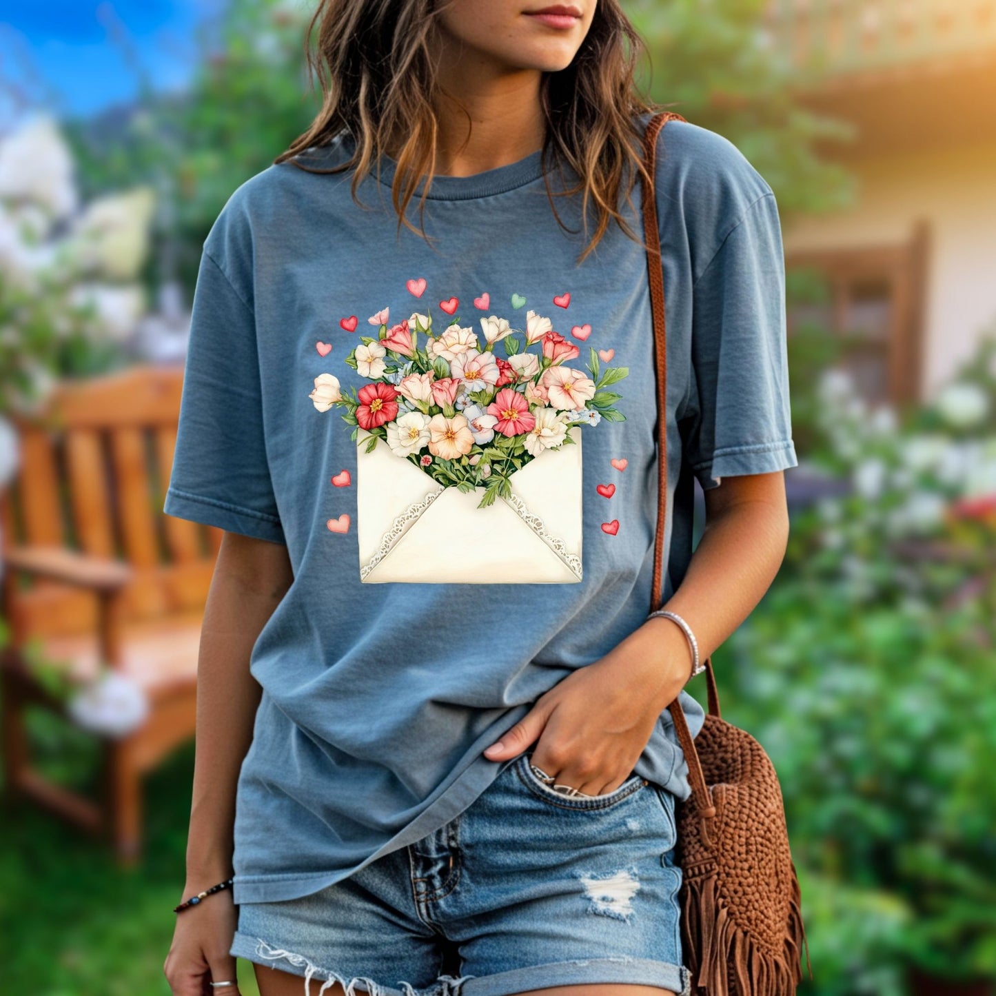 Valentine Cream Floral Love Letter T-Shirt