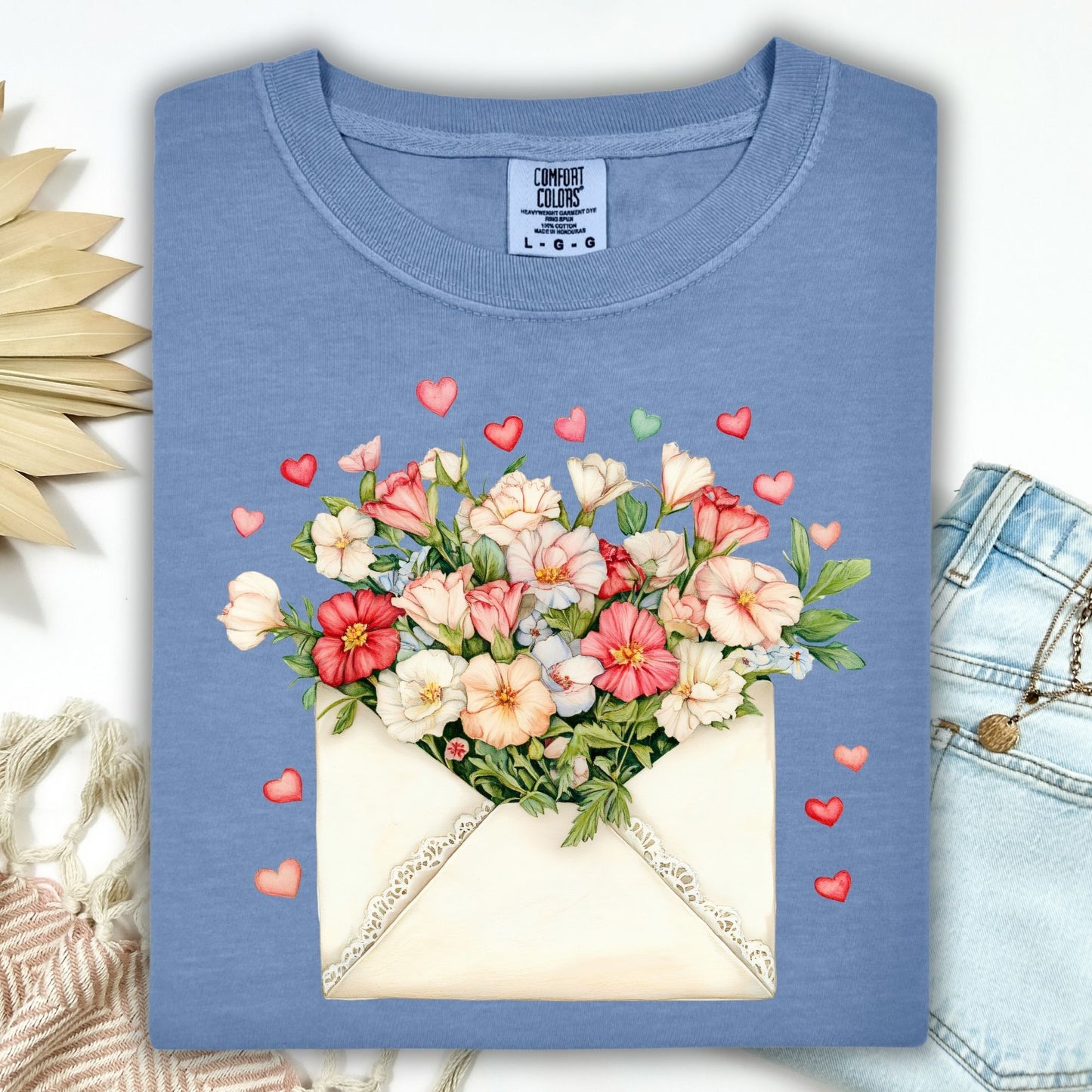 Valentine Cream Floral Love Letter T-Shirt