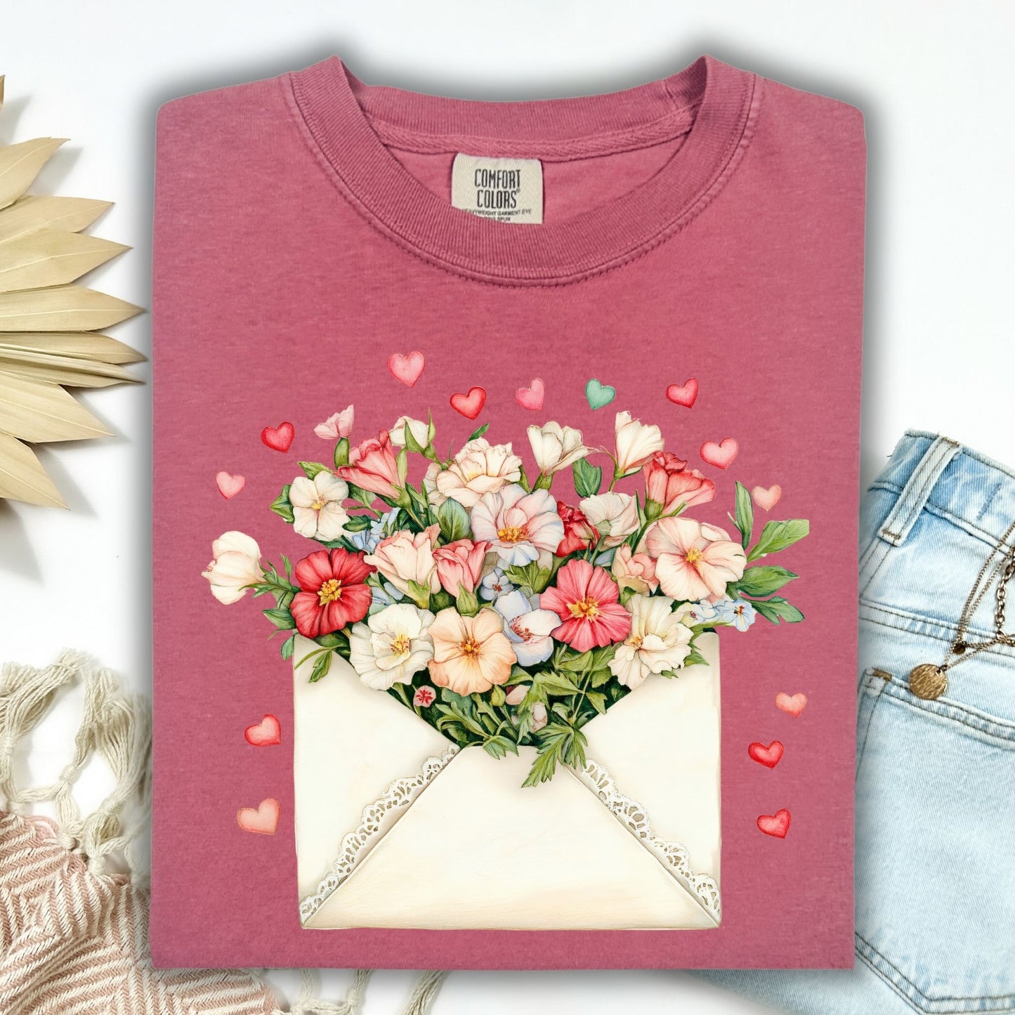 Valentine Cream Floral Love Letter T-Shirt