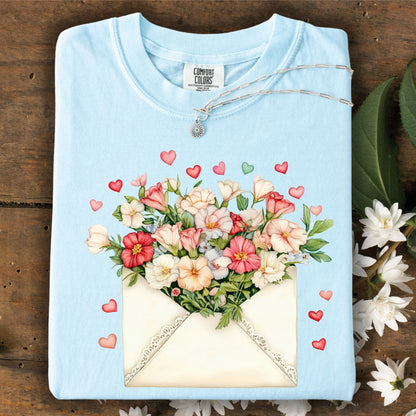 Valentine Cream Floral Love Letter T-Shirt