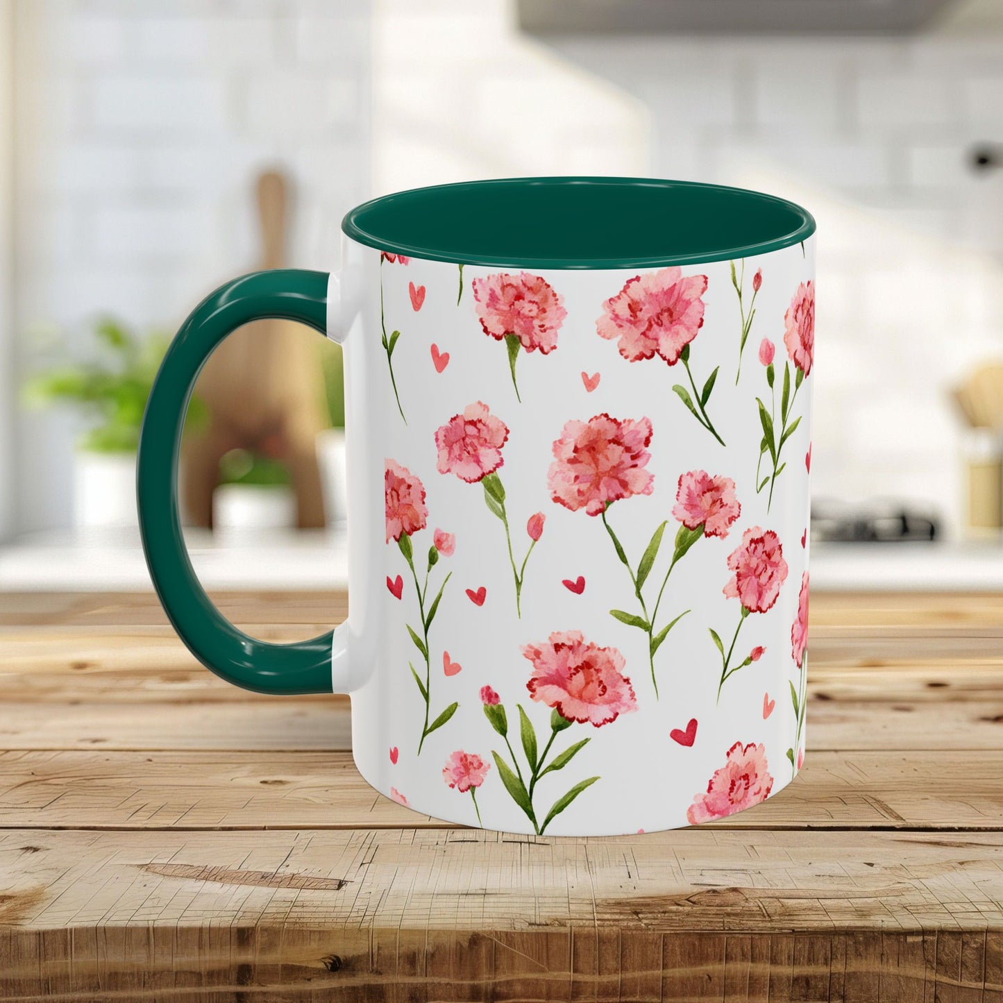 Valentine's Carnations and Hearts 11 & 15 oz. Mug