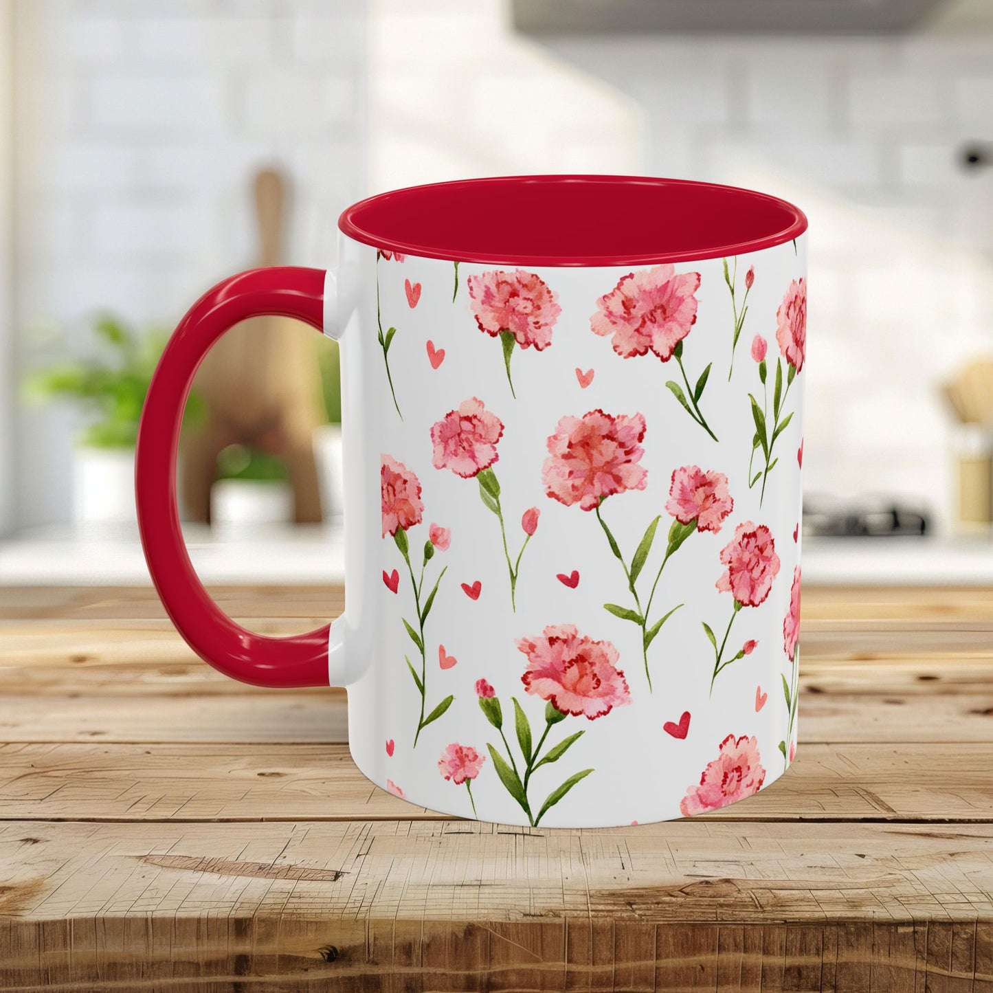 Valentine's Carnations and Hearts 11 & 15 oz. Mug