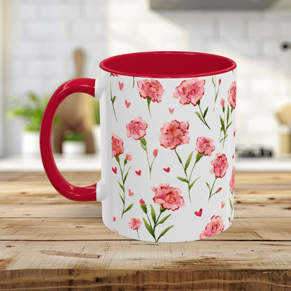 Valentine's Carnations and Hearts 11 & 15 oz. Mug