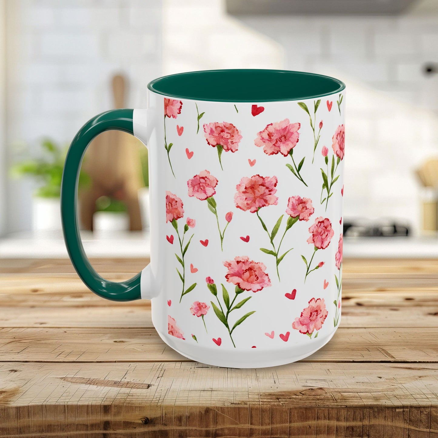 Valentine's Carnations and Hearts 11 & 15 oz. Mug