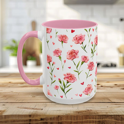 Valentine's Carnations and Hearts 11 & 15 oz. Mug