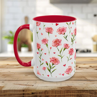Valentine's Carnations and Hearts 11 & 15 oz. Mug