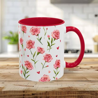 Valentine's Carnations and Hearts 11 & 15 oz. Mug