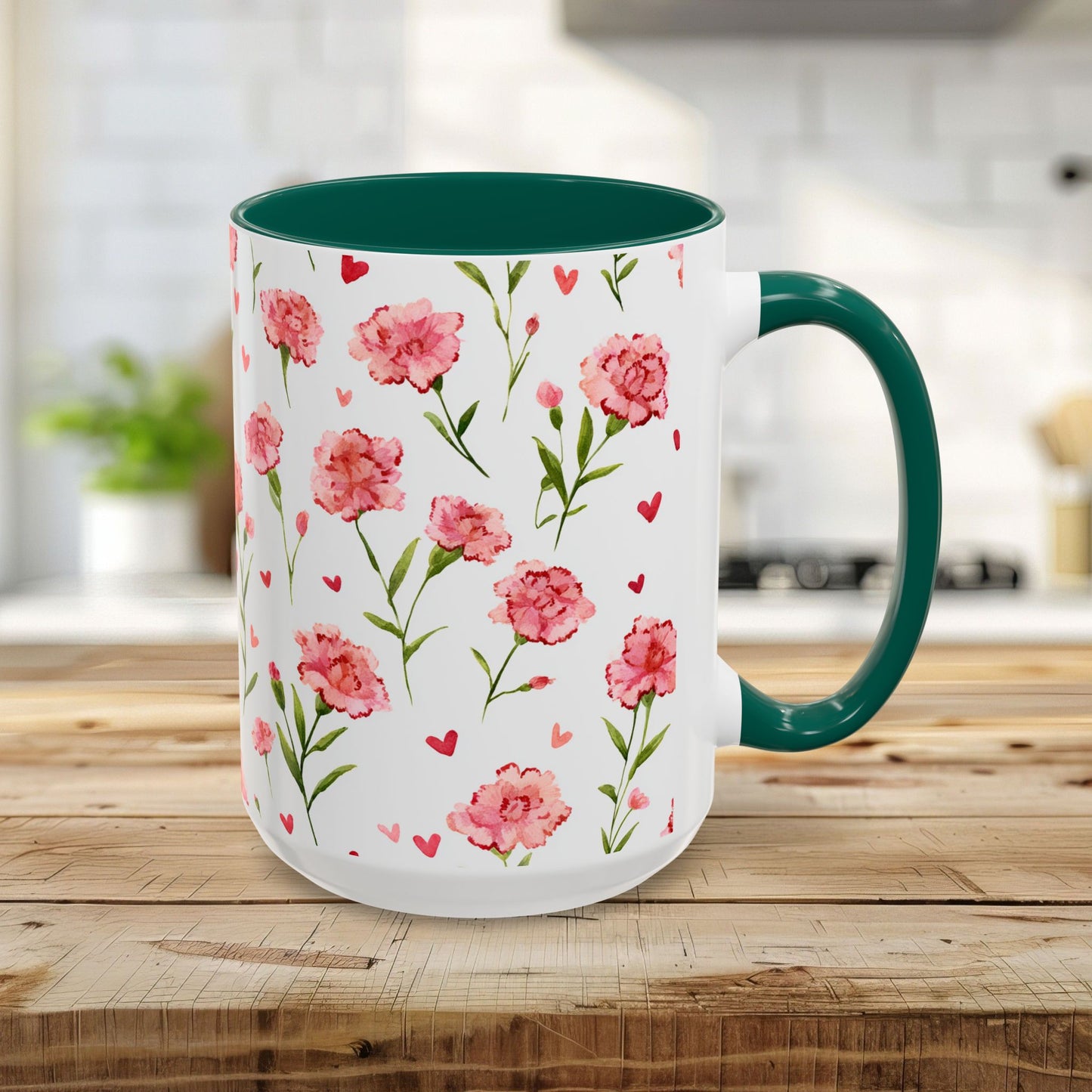 Valentine's Carnations and Hearts 11 & 15 oz. Mug