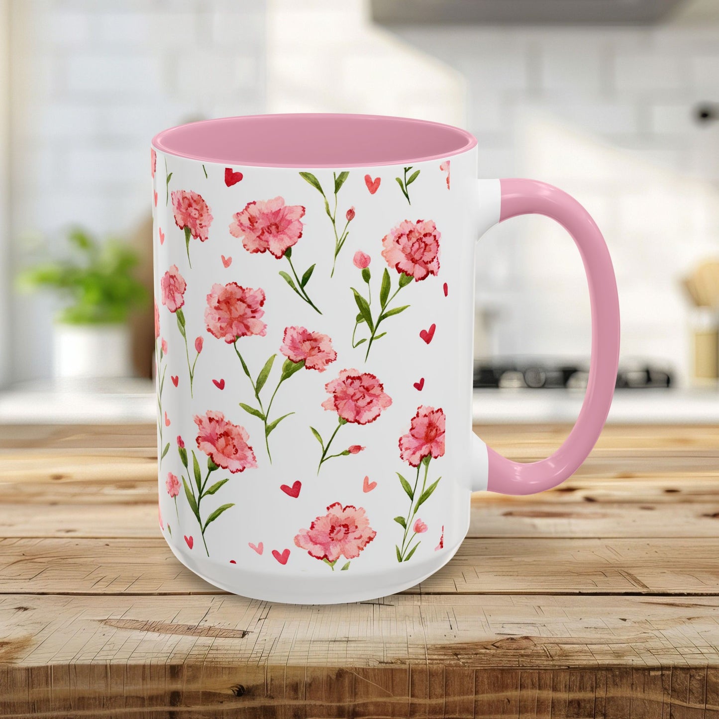 Valentine's Carnations and Hearts 11 & 15 oz. Mug