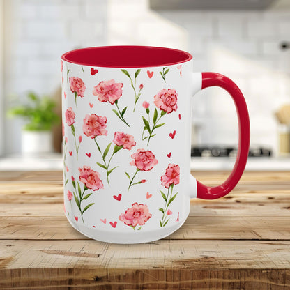 Valentine's Carnations and Hearts 11 & 15 oz. Mug