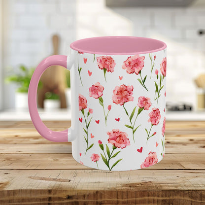 Valentine's Carnations and Hearts 11 & 15 oz. Mug
