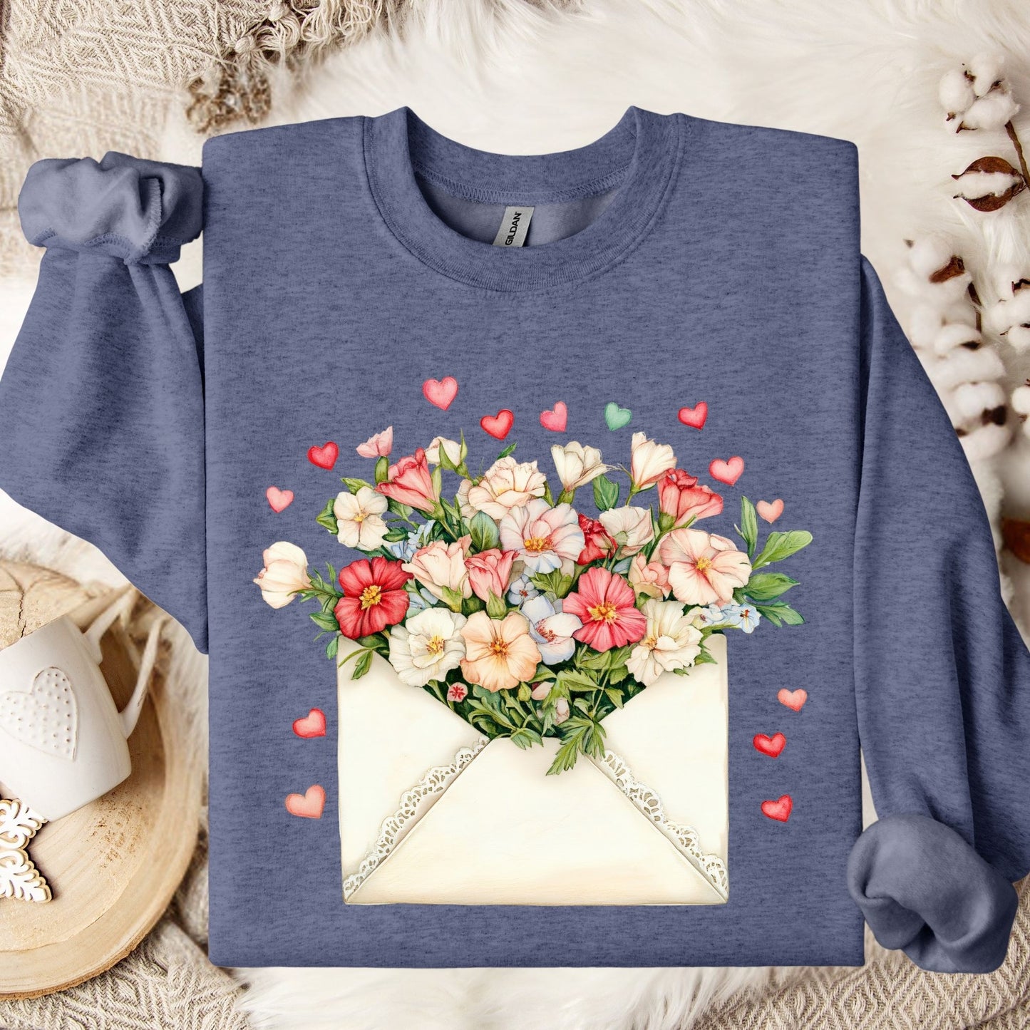 Valentine's Cream Floral Love Letter Sweatshirt