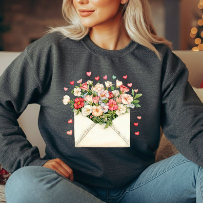 Valentine's Cream Floral Love Letter Sweatshirt