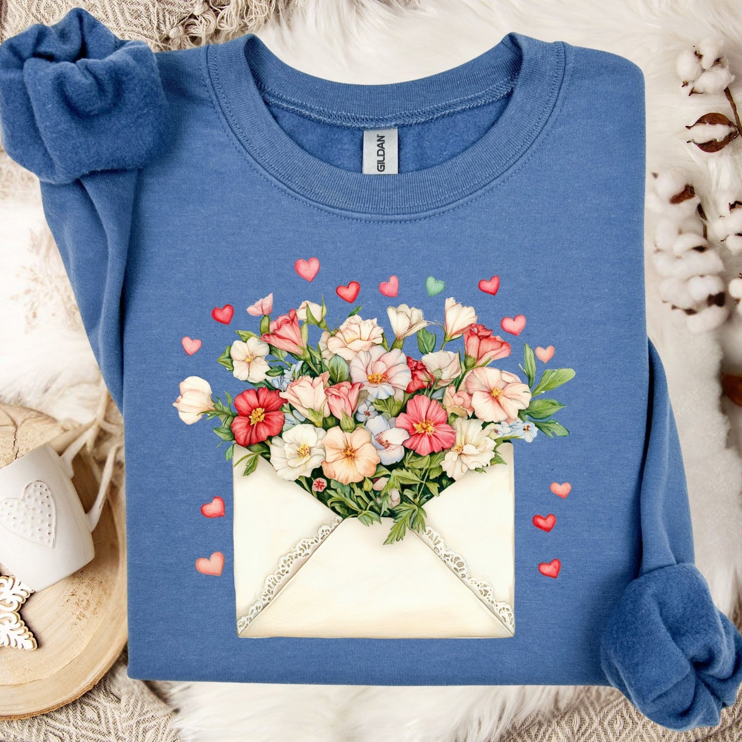 Valentine's Cream Floral Love Letter Sweatshirt