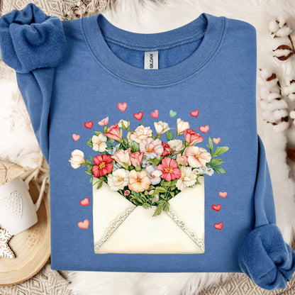 Valentine's Cream Floral Love Letter Sweatshirt