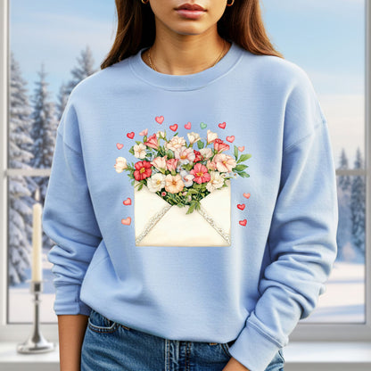 Valentine's Cream Floral Love Letter Sweatshirt