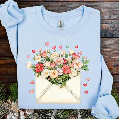 Valentine's Cream Floral Love Letter Sweatshirt