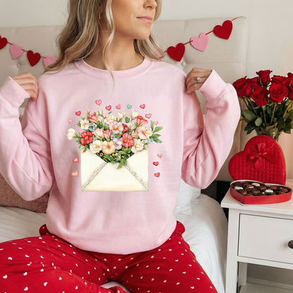 Valentine's Cream Floral Love Letter Sweatshirt