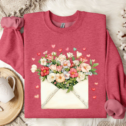 Valentine's Cream Floral Love Letter Sweatshirt