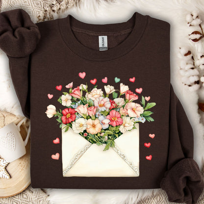 Valentine's Cream Floral Love Letter Sweatshirt