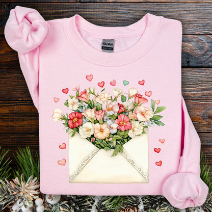 Valentine's Cream Floral Love Letter Sweatshirt