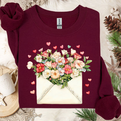 Valentine's Cream Floral Love Letter Sweatshirt