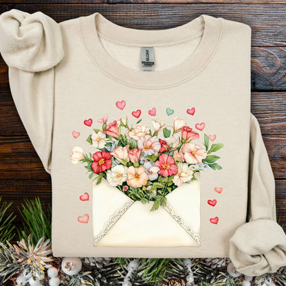Valentine's Cream Floral Love Letter Sweatshirt