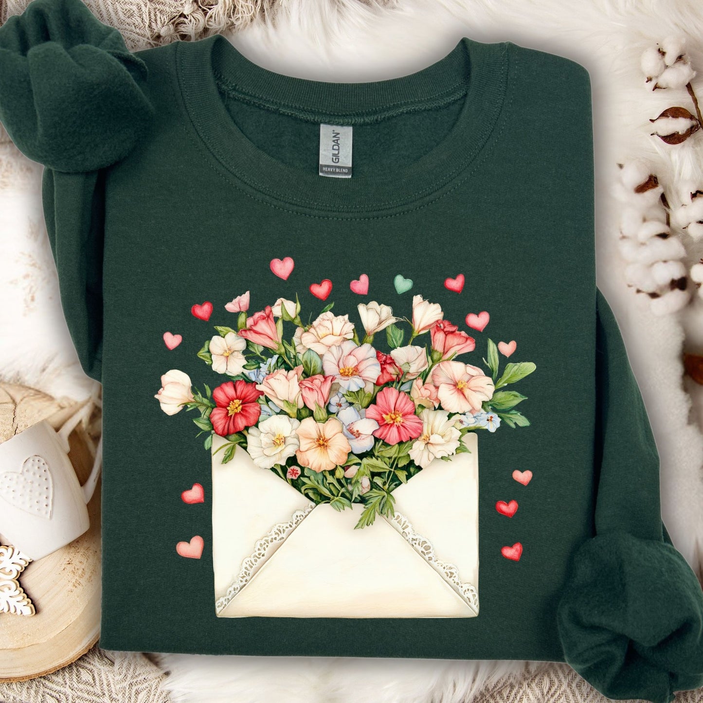 Valentine's Cream Floral Love Letter Sweatshirt