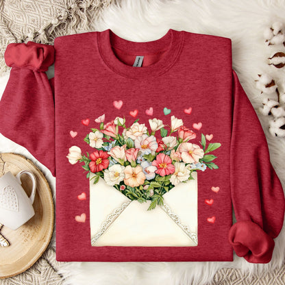 Valentine's Cream Floral Love Letter Sweatshirt