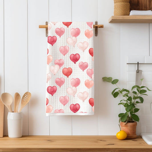 Valentine's Heart Balloons Microfiber Tea Towel