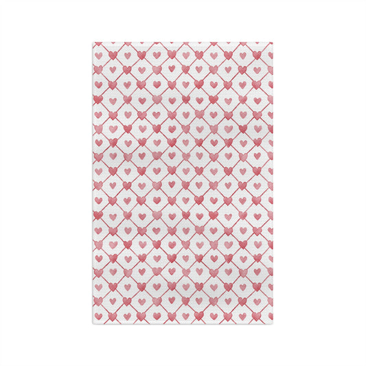 Valentine's Heart Geometric Pattern Microfiber Tea Towel