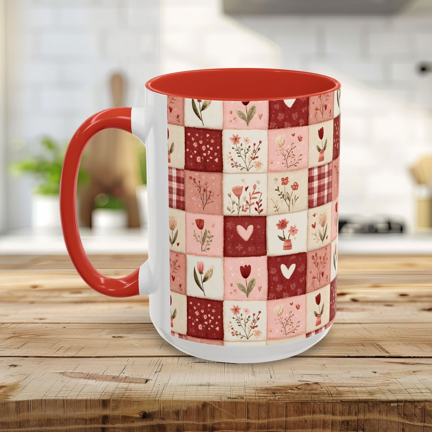 Valentine's Patchwork Hearts & Flowers 11 & 15 oz. Mug