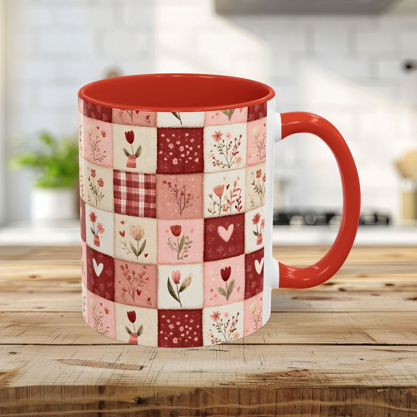 Valentine's Patchwork Hearts & Flowers 11 & 15 oz. Mug