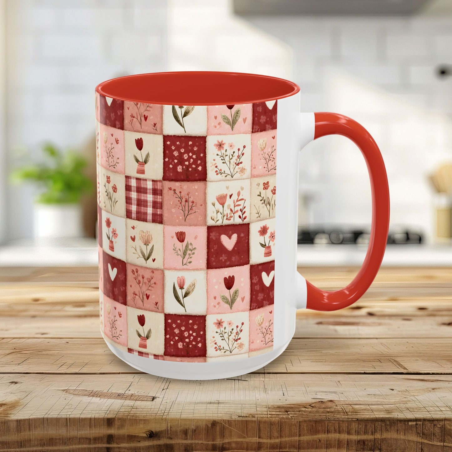 Valentine's Patchwork Hearts & Flowers 11 & 15 oz. Mug