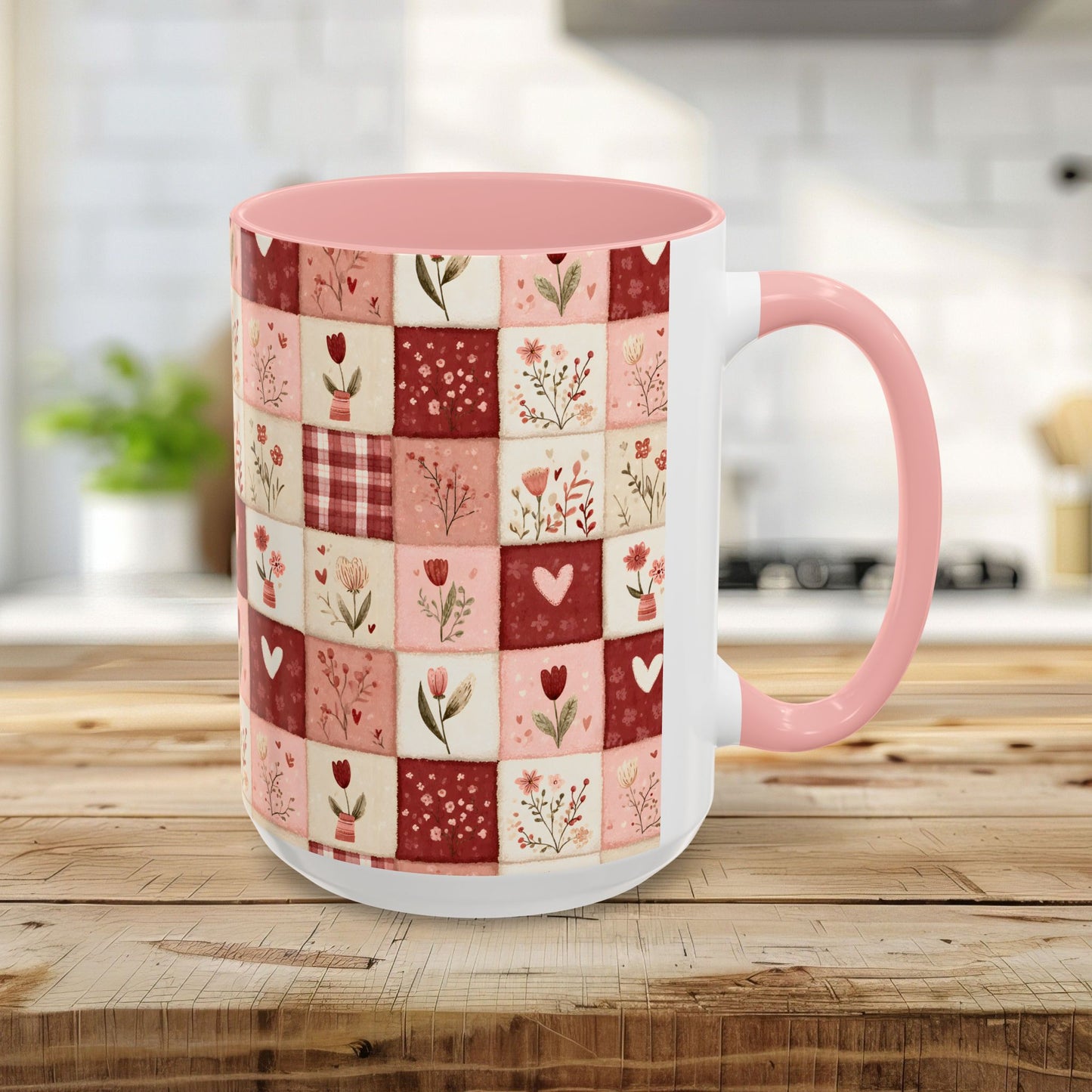 Valentine's Patchwork Hearts & Flowers 11 & 15 oz. Mug