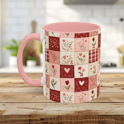 Valentine's Patchwork Hearts & Flowers 11 & 15 oz. Mug