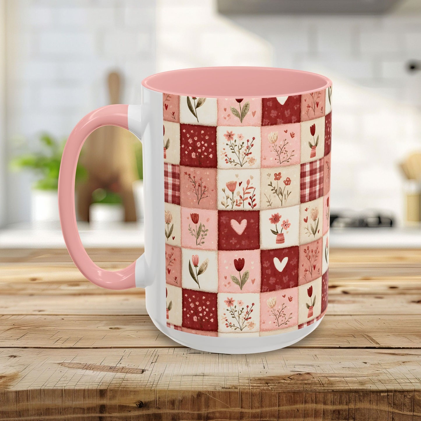 Valentine's Patchwork Hearts & Flowers 11 & 15 oz. Mug