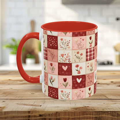 Valentine's Patchwork Hearts & Flowers 11 & 15 oz. Mug