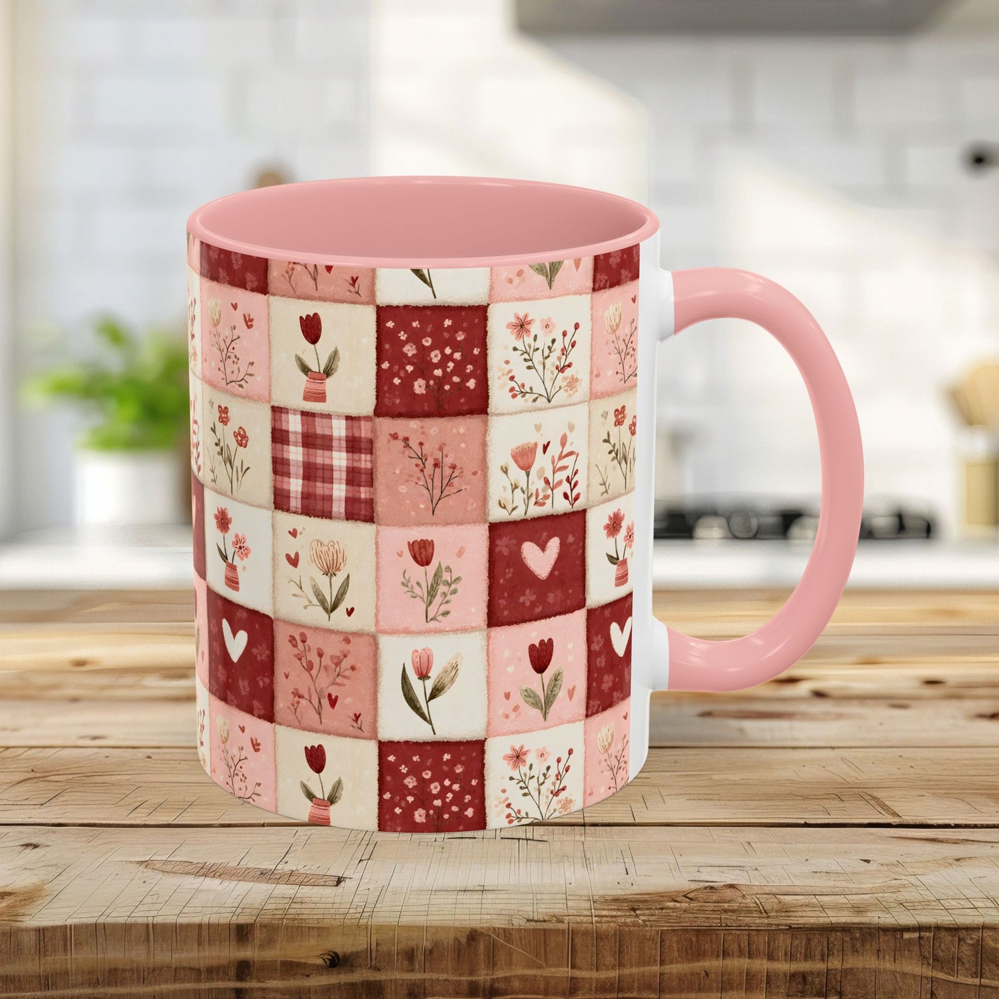 Valentine's Patchwork Hearts & Flowers 11 & 15 oz. Mug