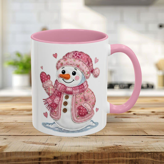 Valentine's Patchwork Snow Lady 11 & 15 oz Mug