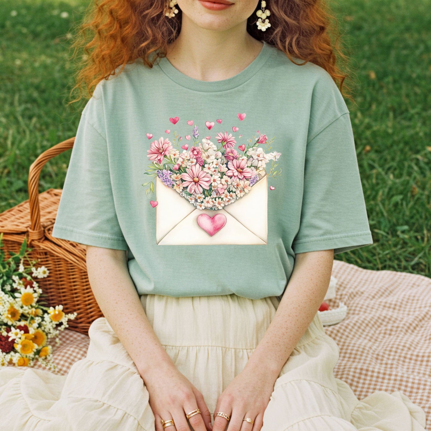 Valentine's Pink Floral Love Letter T-Shirt