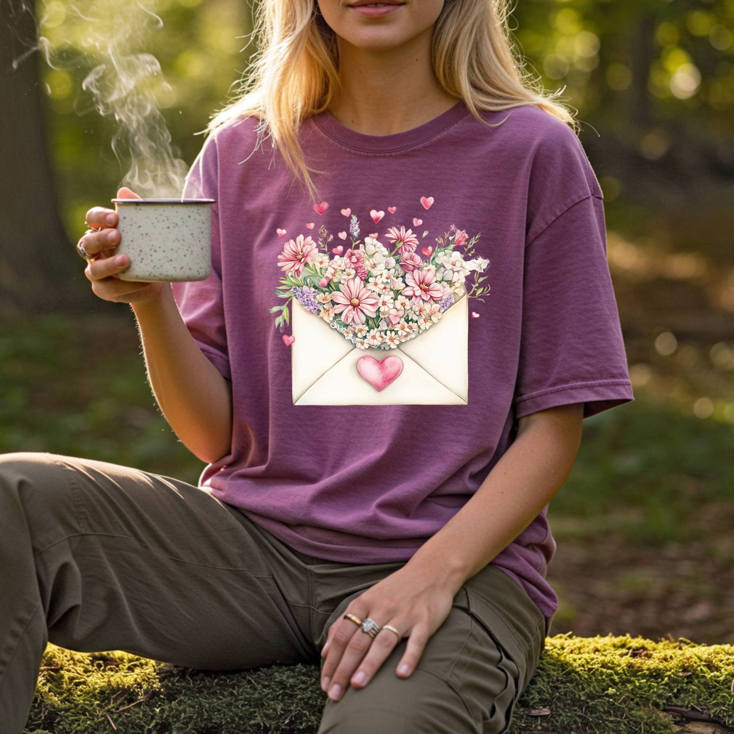 Valentine's Pink Floral Love Letter T-Shirt