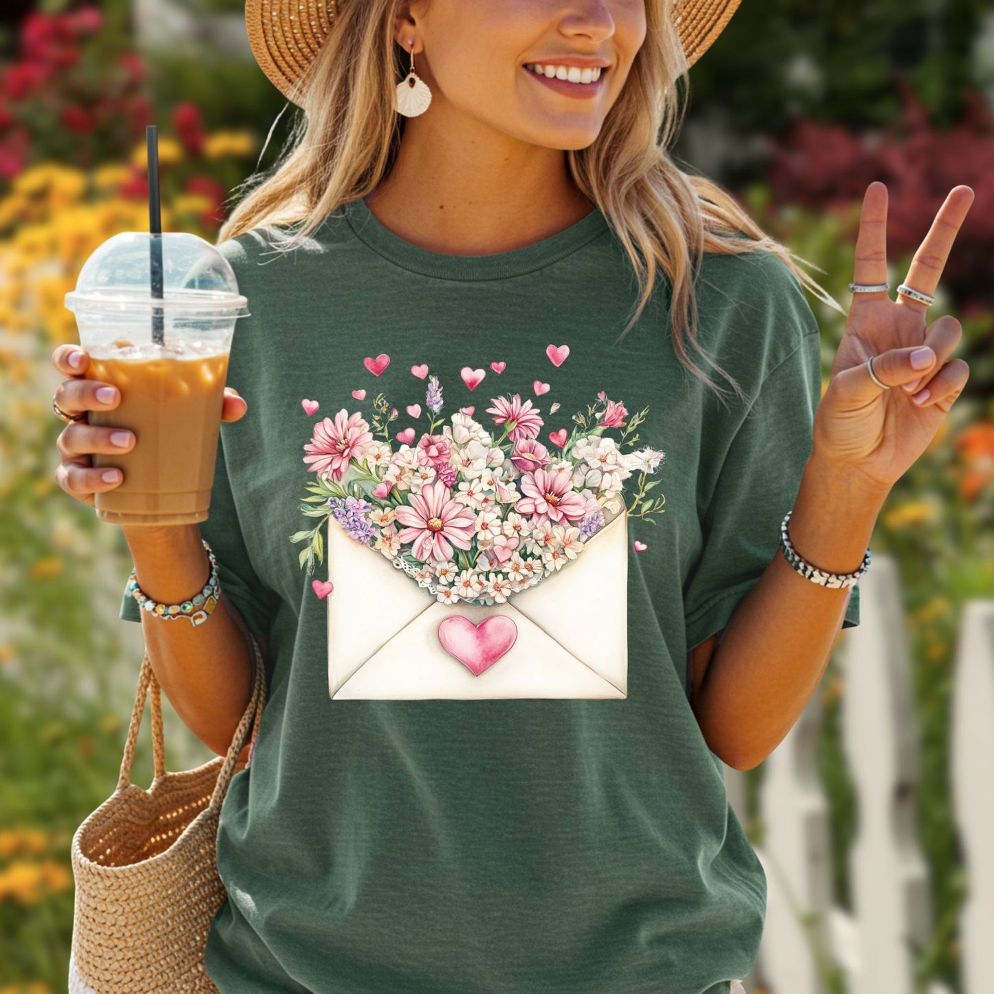 Valentine's Pink Floral Love Letter T-Shirt